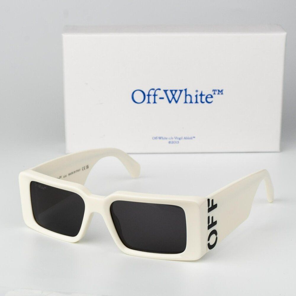 Off-White MILANO Women Sunglasses White Grey Square OERI097 0107 NEW AUTHENTIC